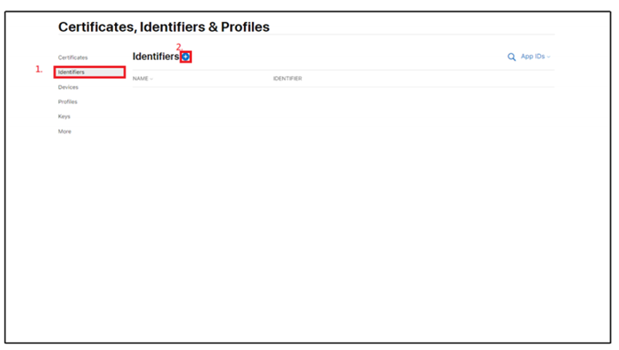 點選「Identifiers」並按+新增