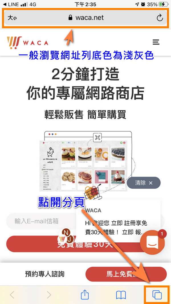 Safari 一般瀏覽模式的網址列底色會是淺灰色