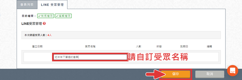 請輸入自訂受眾名稱