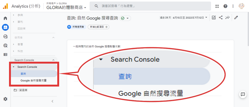 點開 Search Console 可以查詢相關報表數據